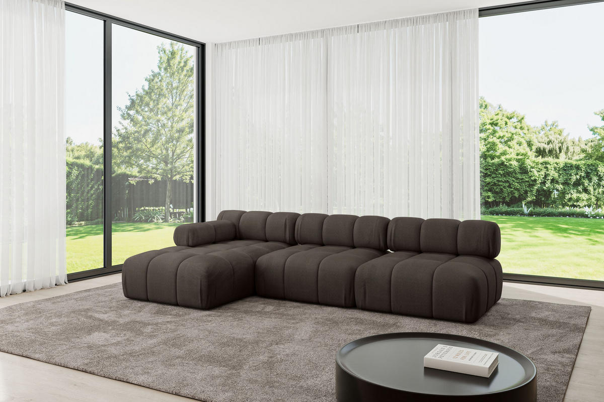 ECKSOFA modulares Sofa Razon-L2 - 285x160x70 cm Braun Velours - Braun, Holzwerkstoff/Textil (285/160cm) - ALTDECOR