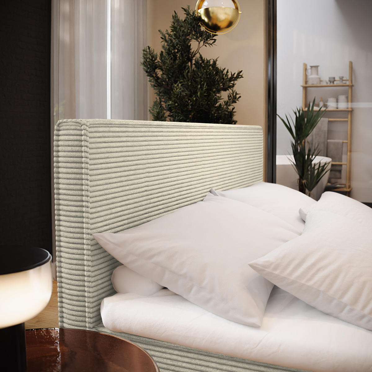 BOXBETT PELLIO 140x200 cm mit Matratze und Topper - Creme - Creme, Holz (140/200cm) - MASSENO