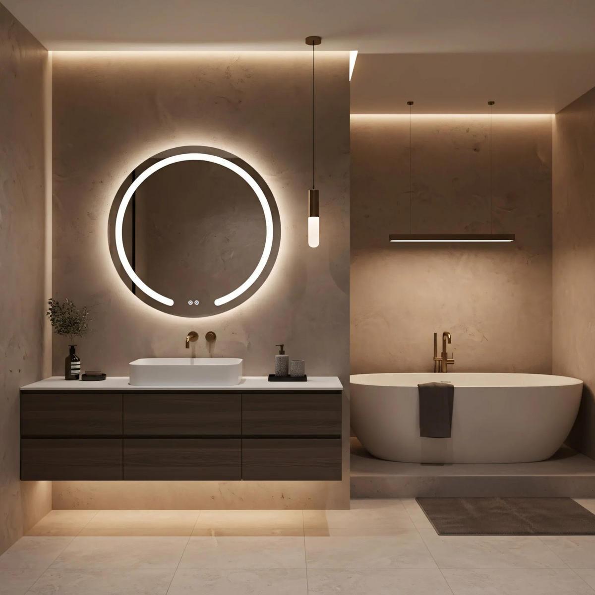 SPIEGEL Rea Led 90cm Modern - Transparent, Glas (90/90/2.5cm) - REA