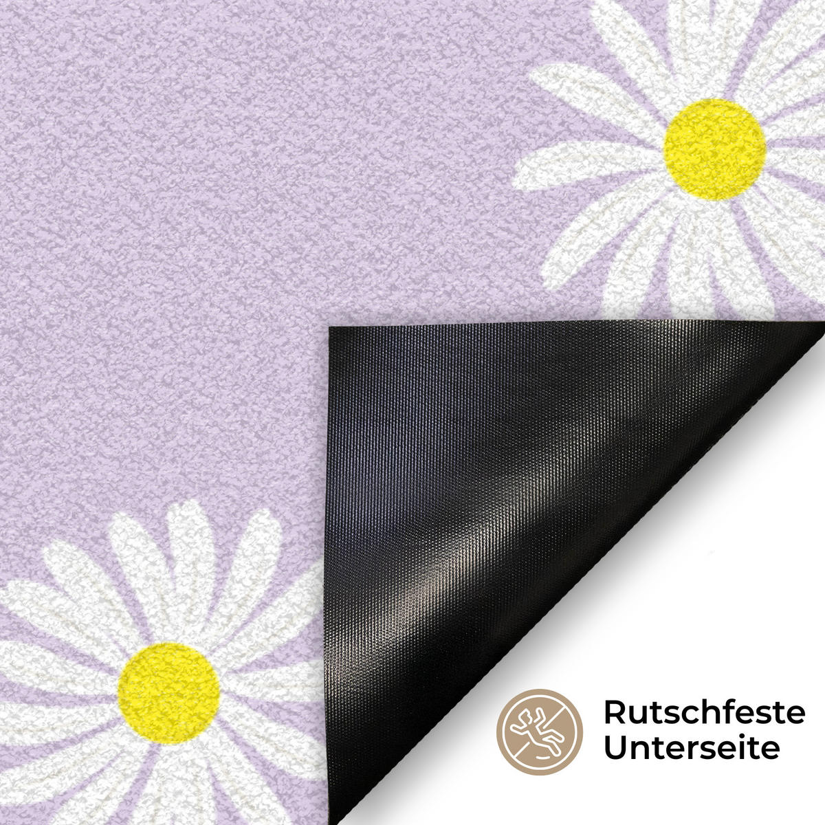 ROHOŽKA Sedmokrásky - pastelové - biele - fialové - kvety 60x40 cm - orgovánová, plast (60/40cm) - MuchoWow