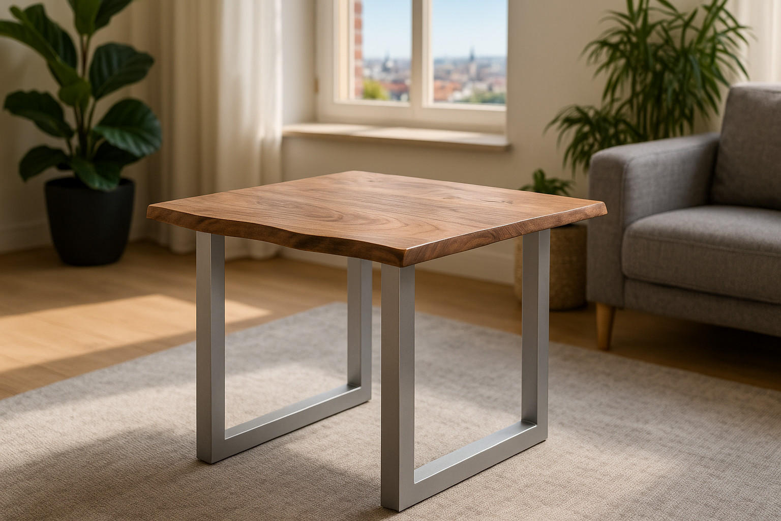 ESSTISCH LAURINA - Beige/Silberfarben, Holz/Metall (80/80/77cm) - SAM