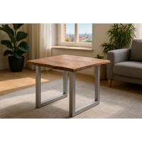 ESSTISCH LAURINA - Beige/Silberfarben, Holz/Metall (80/80/77cm) - SAM