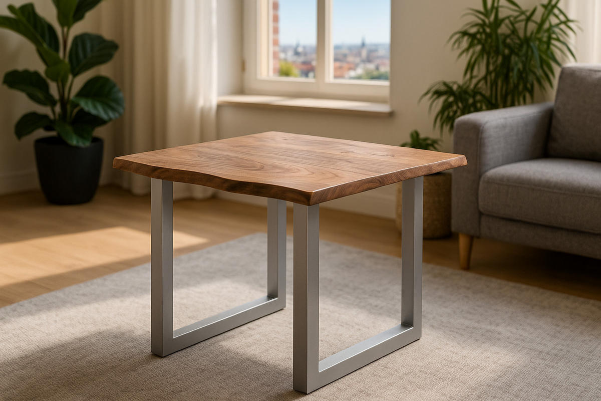 ESSTISCH LAURINA - Beige/Silberfarben, Holz/Metall (80/80/77cm) - SAM