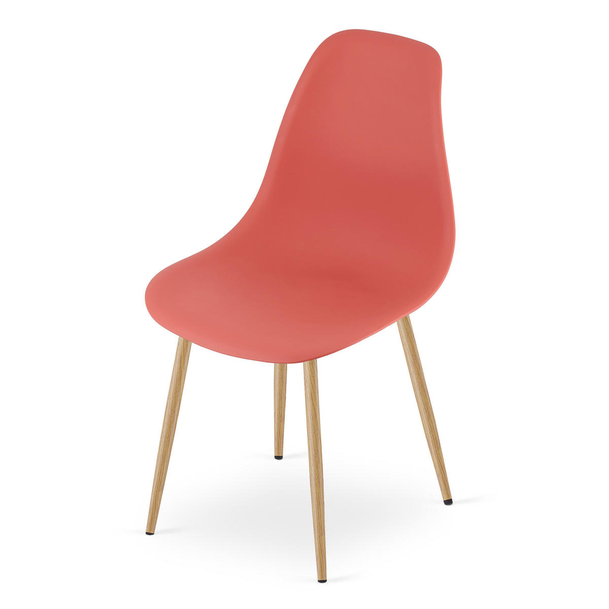 ESSZIMMERSTUHL KALEO Zinnoberroter Sitz, natürliche Beine - Rot/Naturfarben, Kunststoff (46/84/51cm) - Valora
