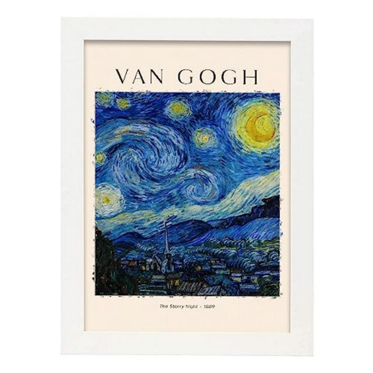 POSTER Sternenklare Nacht A4 Weißer Rahmen - Weiß, Papier (29.7/5/21cm) - Nacnic