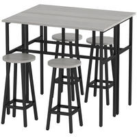 BARTISCH-SET, Spanplatte, Grau+Schwarz - Grau, Kunststoff (40/90/100cm) - HOMCOM