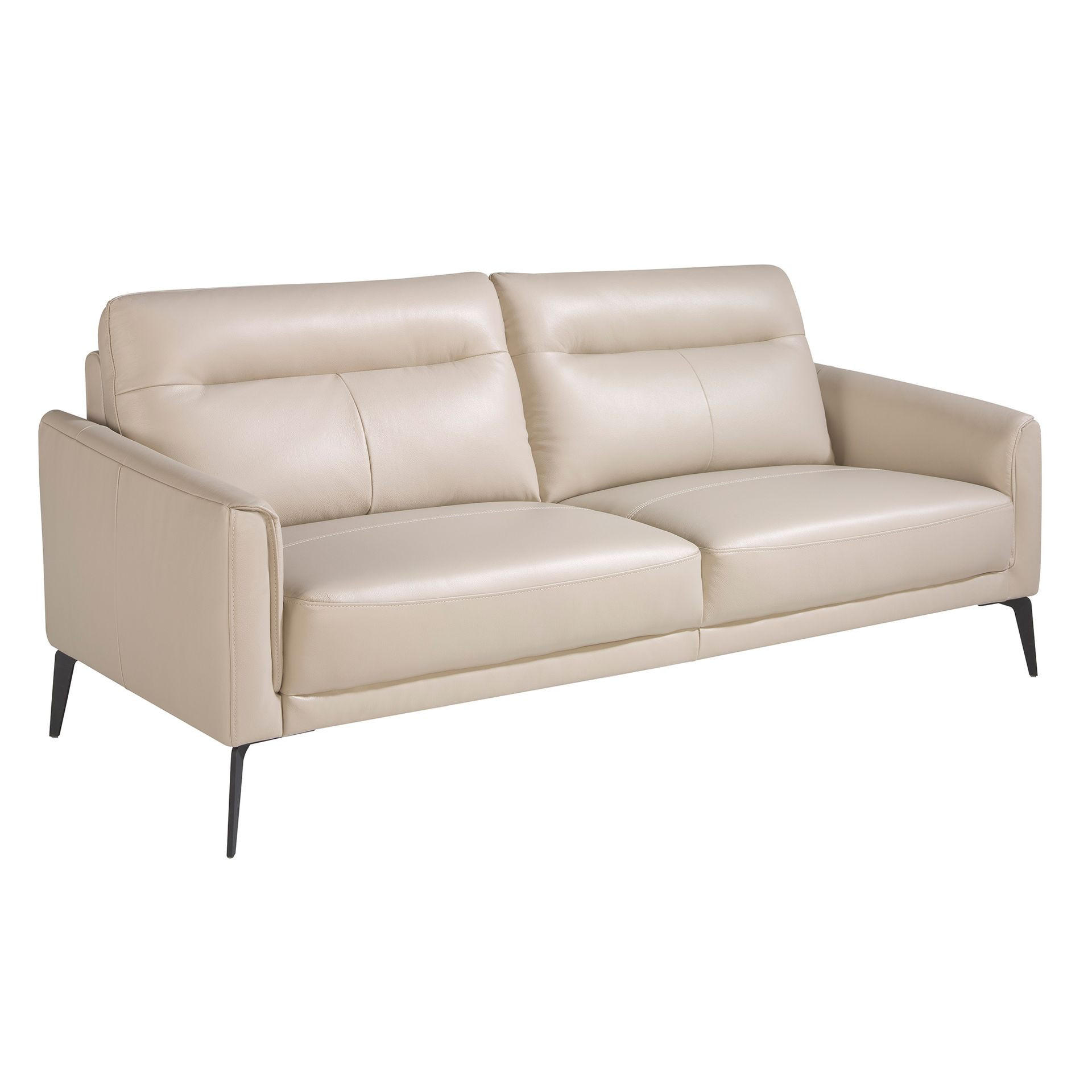SOFA 3-Sitzer Sofa aus Leder taupe grau 192/88/87 cm - Dunkelgrau/Schwarz, Leder (192/87/88cm) - ANGEL CERDA