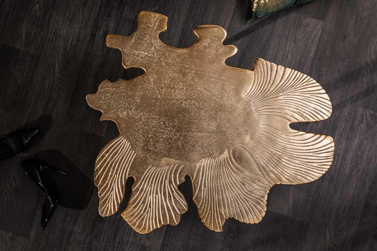COUCHTISCH ABSTRACT LEAF rechteckig Gold 57cm - Goldfarben/Braun, Metall (50/57/42cm) - riess-ambiente