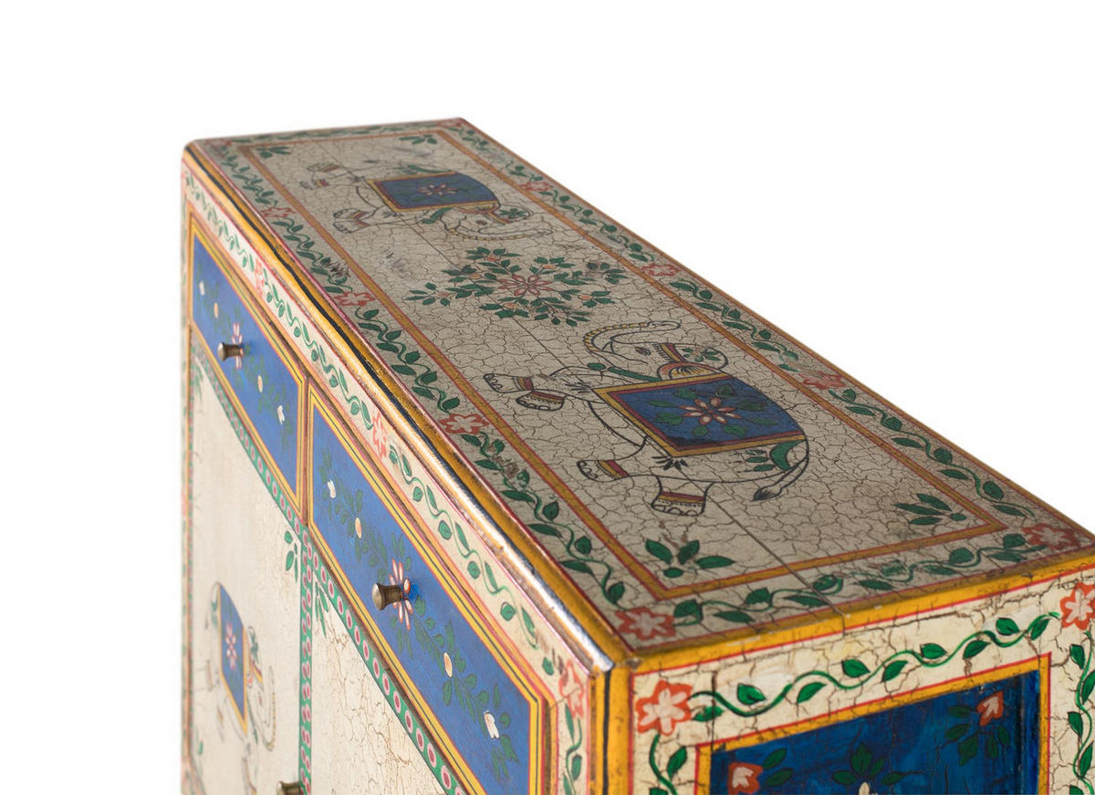 SIDEBOARD mit zwei Schubladen aus mehrfarbigem Mangoholz - Chromfarben, Holz (32/87/100cm) - Giner y Colomer