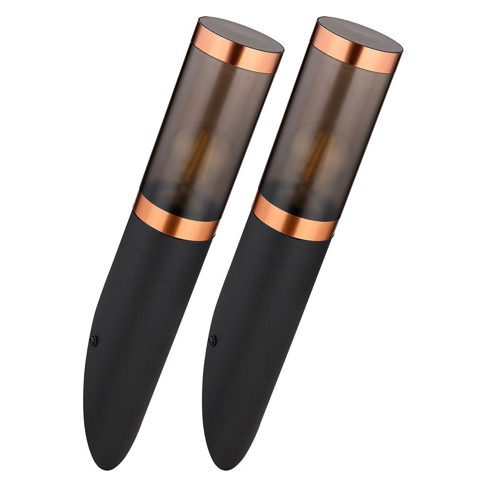 LED AUSSEN-WANDLEUCHTE Boston Schwarz Edelstahl - Schwarz, Metall (7.6/41/7.6cm) - Globo Lighting