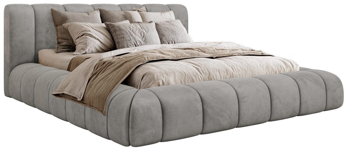 POLSTERBETT NUBEA CLASSIC 160/200 - Hellgrau Velvet - ohne Matratze - Hellgrau, Textil (160/200cm) - MKS