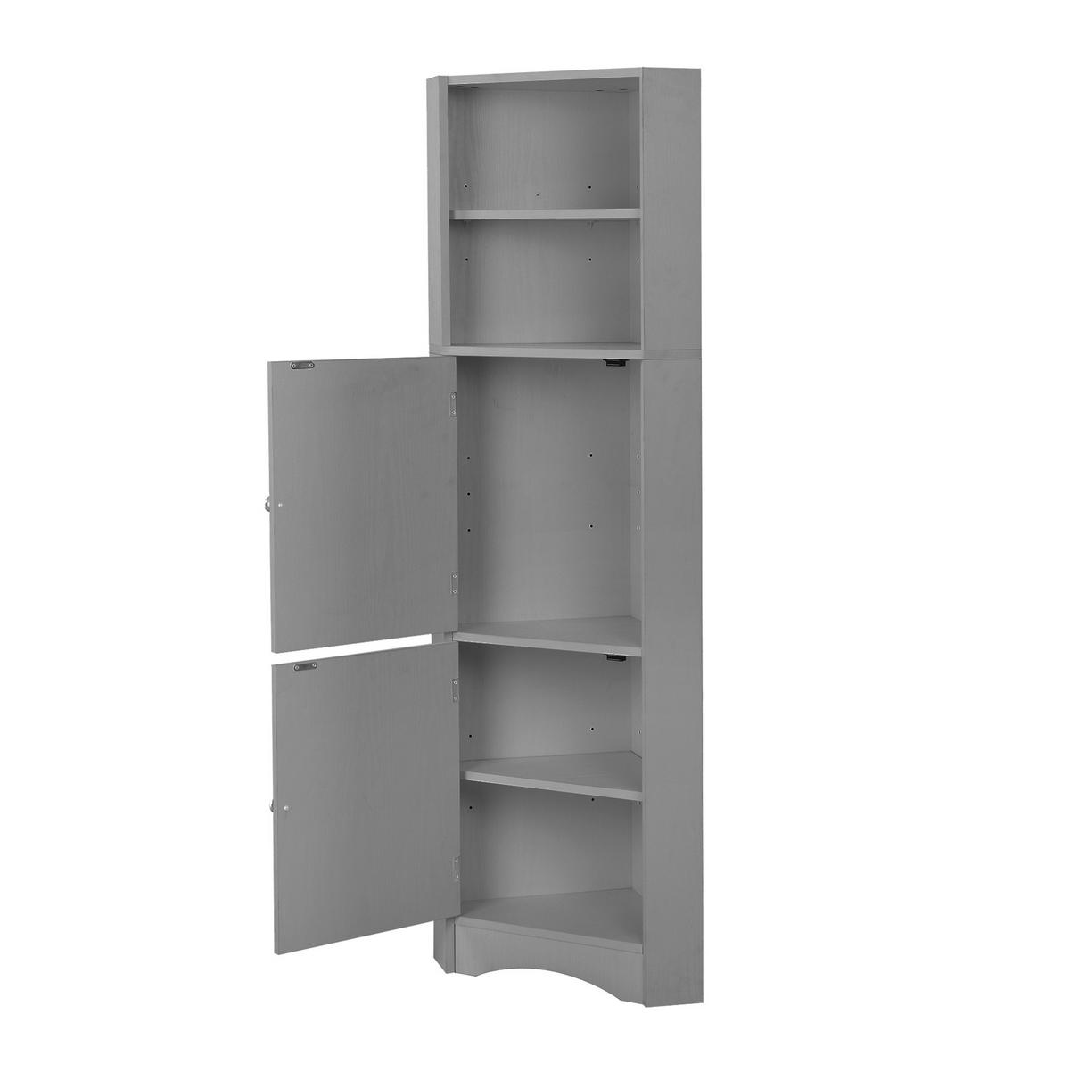 BADEZIMMERSCHRANK 36.5x36.5x155cm in Grau, wasserdicht & kippsicher - Grau, Holzwerkstoff (36.5/155/36.5cm) - Modfu
