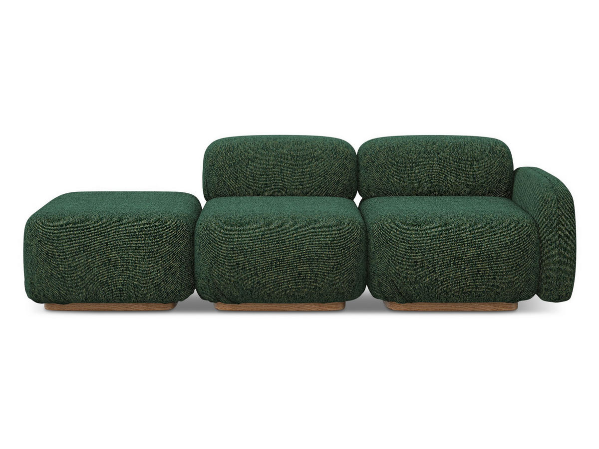 3-SITZER SOFA Links Strukturstoff Stoff Grün - Braun/Grün, Holz/Textil (258/73/95cm) - Makamii