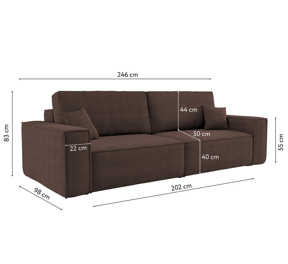 SCHLAFSOFA BEST und Bettkasten Stoff Poso Braun - Braun, Holz (246/83/98cm) - Kaiser Möbel