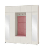 GARDEROBE Napoli 2 Kleiderschrank mit Polsterpaneelen Rosa - Beige/Rosa, Holzwerkstoff (210/229/40cm) - Jerpax