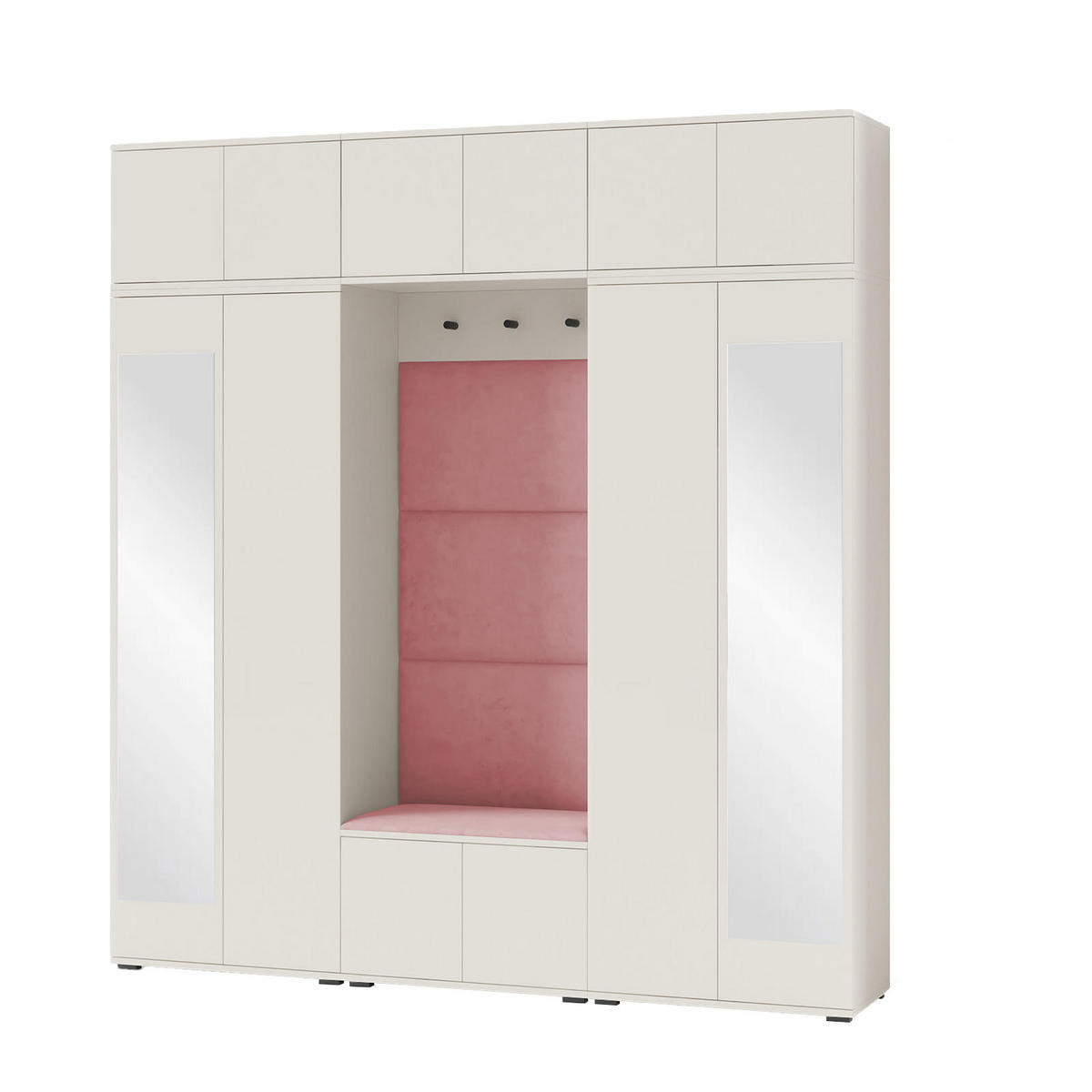 GARDEROBE Napoli 2 Kleiderschrank mit Polsterpaneelen Rosa - Beige/Rosa, Holzwerkstoff (210/229/40cm) - Jerpax