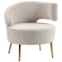 FÅTÖLJ i polyester, krämvit - Cremefärgad/Guldfärgad, Textil/Metall (65/67/69cm) - HOMCOM
