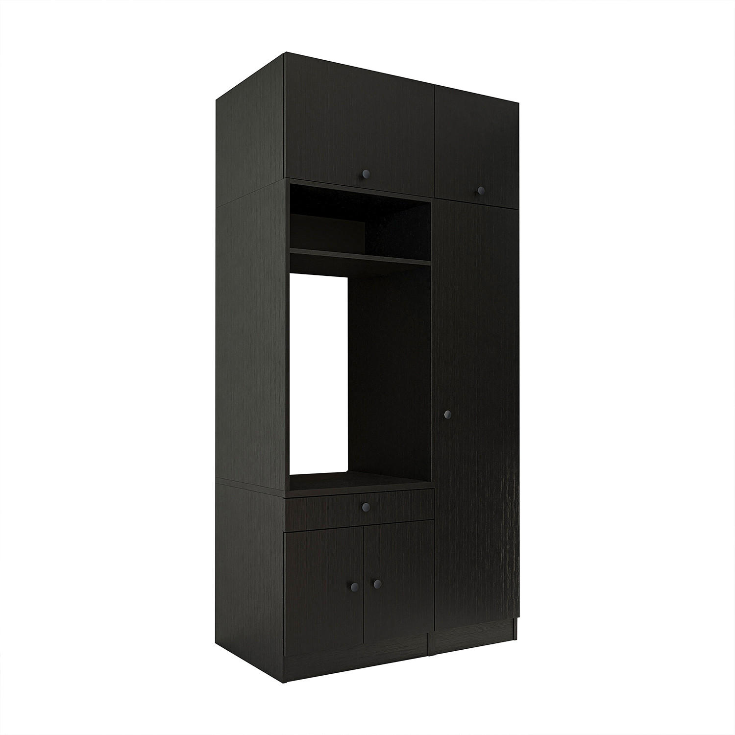 WASCHMASCHINENSCHRANK Serie 1 112cm Breit, 230cm Hoch - Schwarz, Holzwerkstoff (112/230/67cm)