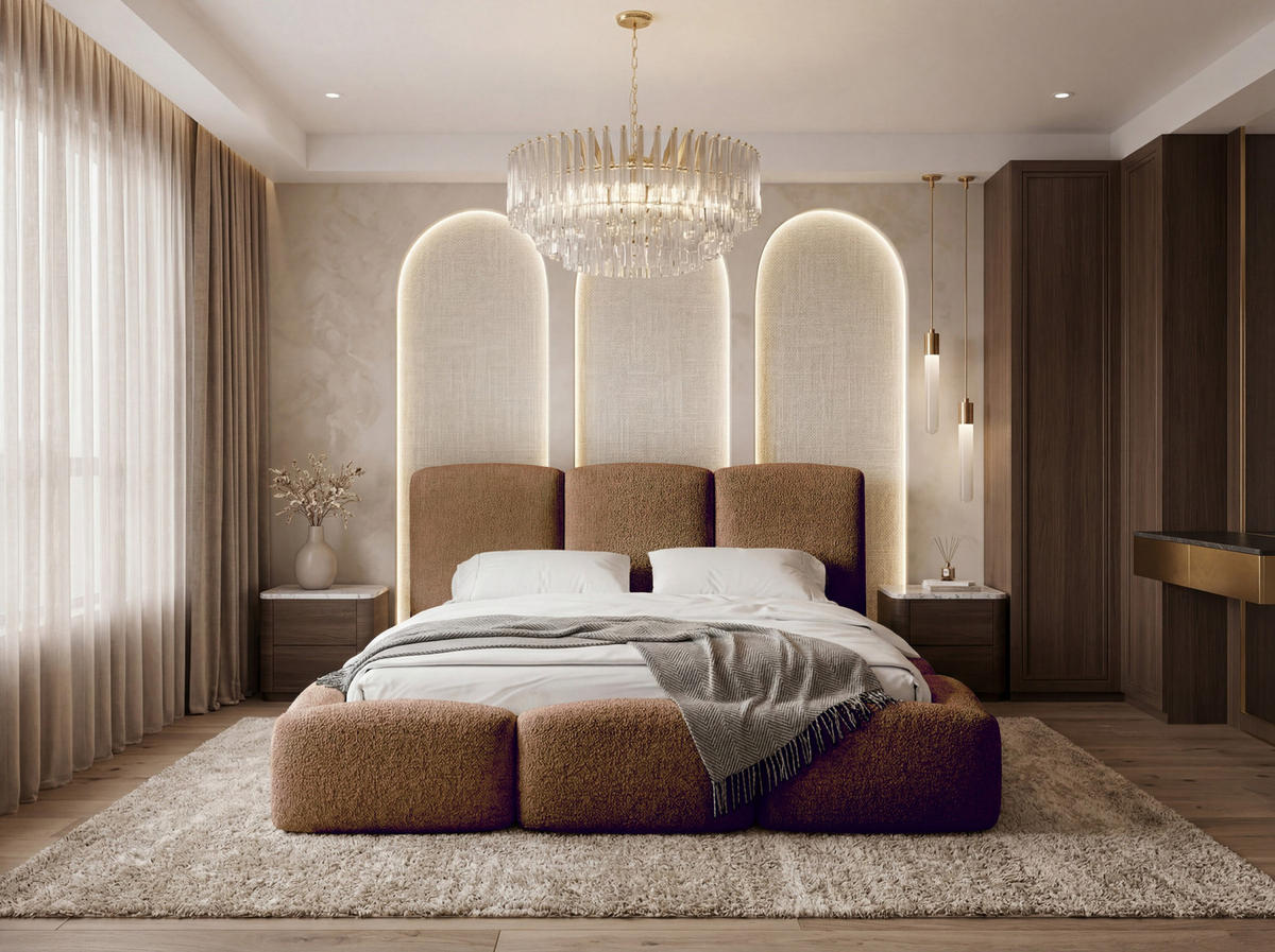 POLSTERBETT Harmony mit Bettkasten, Braun Boucle 200x200 cm - Beige/Birkefarben, Holzwerkstoff/Kunststoff (200/200cm) - WFL GROUP