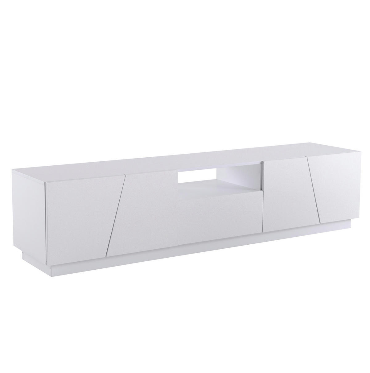 TV ormarić 170/37/42 cm bijeli od MDF-a s četvora vrata i otvorenim policama - bijela, drvni materijal (170/42/37cm) - OKWISH