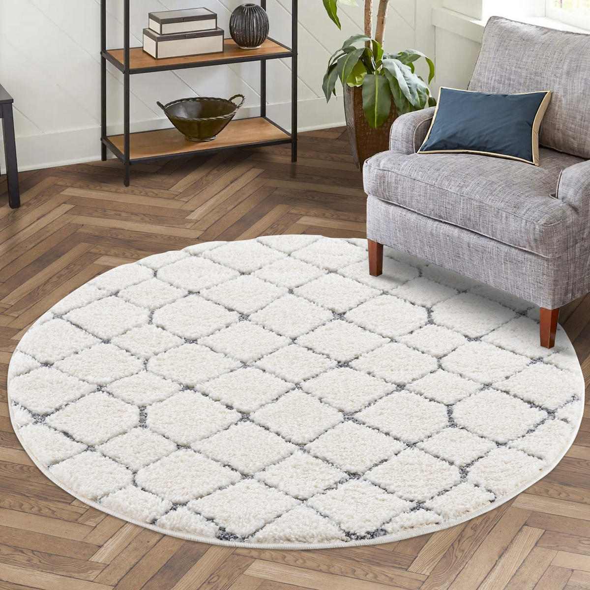 HOCHFLOR-TEPPICH Focus 4499 Creme 200 cm Rund - Creme, Textil (200/200cm) - carpet city