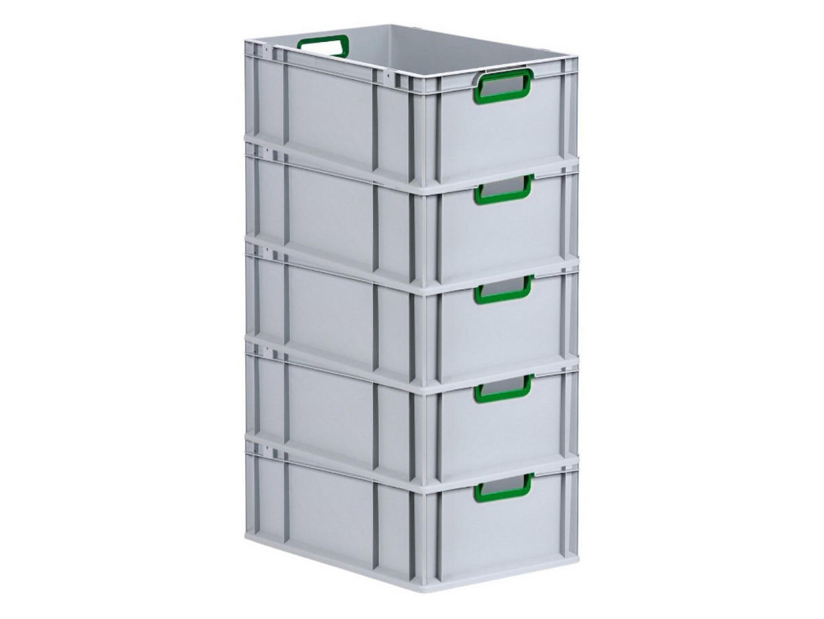 EUROBOX 5x Nextgen Color 22x40x60cm 44 Liter Griffe Grün Offen - Grün, Kunststoff (40/22/60cm) - PROREGAL