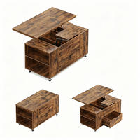 COUCHTISCH DE-37261 Lift-Top ausziehbar mit Rollen Braun - Braun, Holzwerkstoff (50.5/100/53cm) - ComfortXL