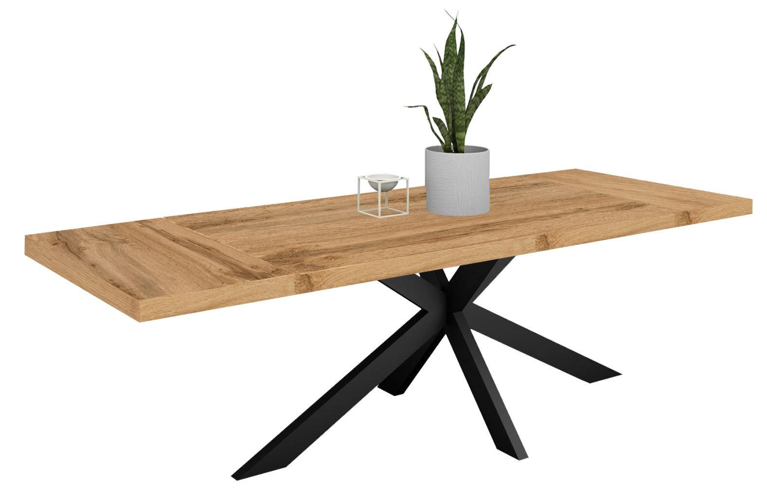 ESSTISCH Elgin 2 210-310x80x100 Holzwerkstoff Schwarz/Wotan Eiche - Eiche Wotan/Schwarz, Holzwerkstoff (210/100/80cm) - 58aufmkessel