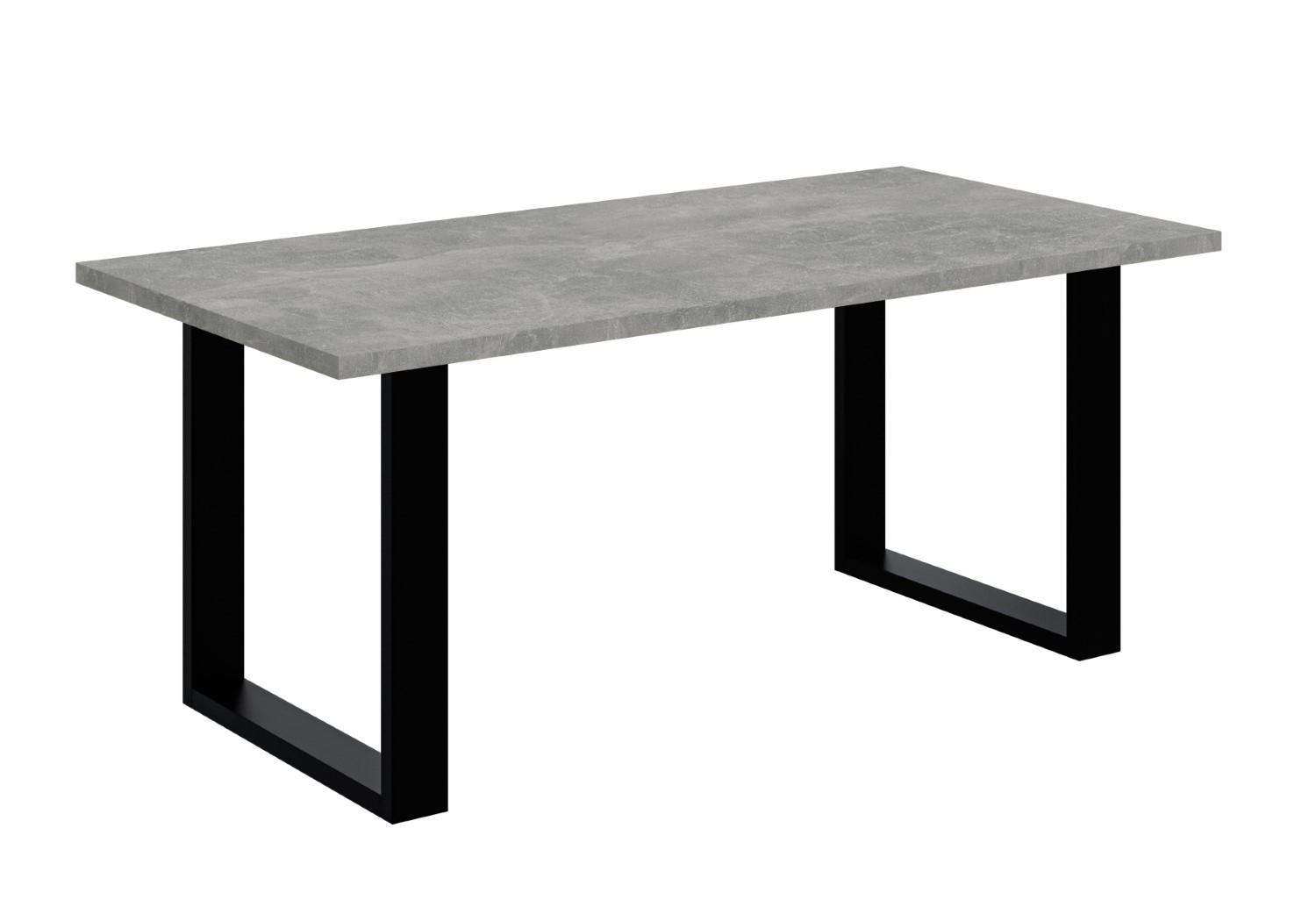 ESSTISCH 160x90x75 cm - Betonoptik / Schwarz - KLYN U - Grau, Holzwerkstoff (160/90/75cm) - ALTDECOR