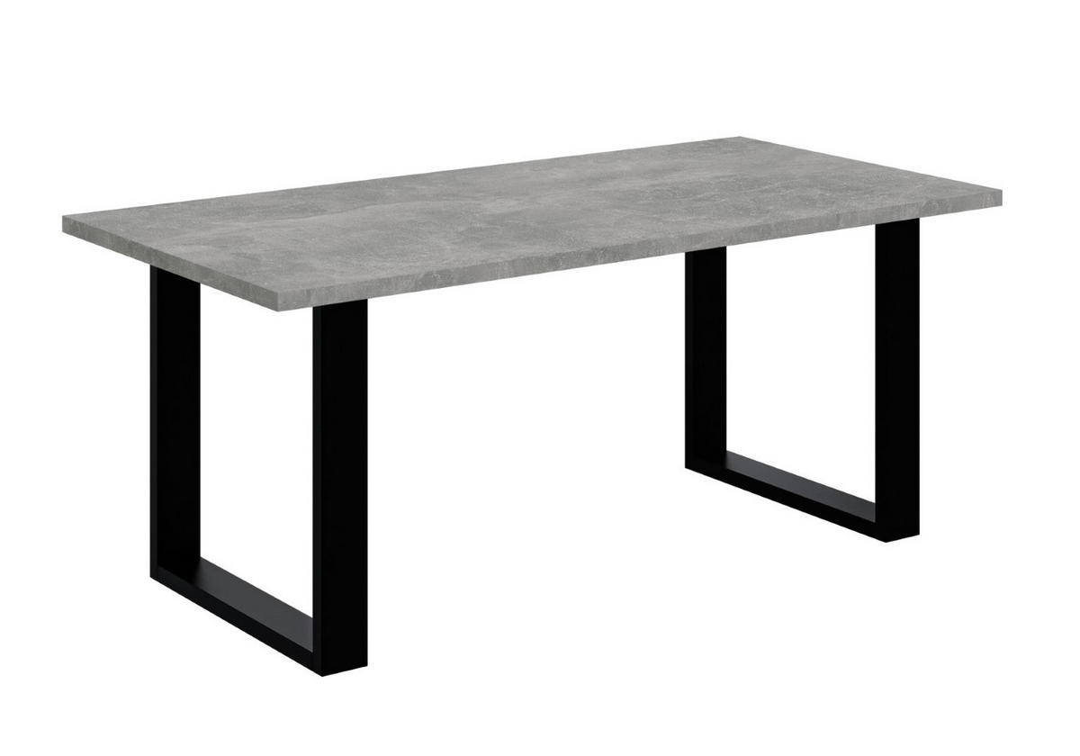 ESSTISCH 160x90x75 cm - Betonoptik / Schwarz - KLYN U - Grau, Holzwerkstoff (160/90/75cm) - ALTDECOR