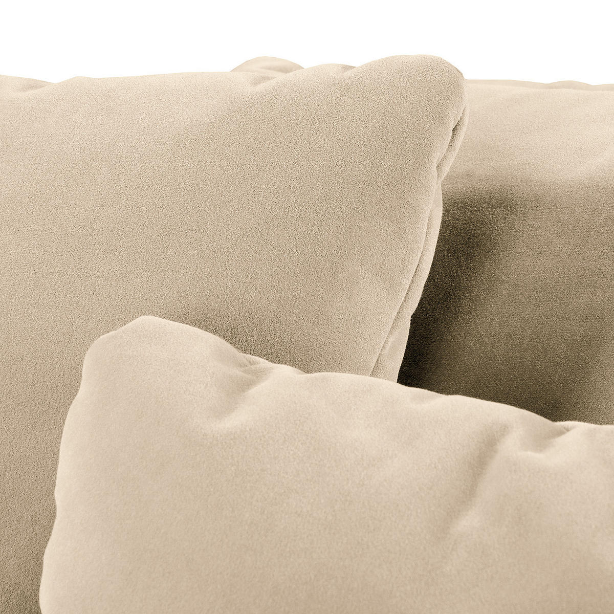 BIGSOFA - Creme/Braun, Holz/Textil (250/80/125cm) - home24