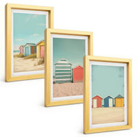 BILDER SET 3er Set - 20x30 cm Goldrahmen - Bunte Häuser, Strand, Sonne - Goldfarben, Kunststoff (20/30cm) - TULUP