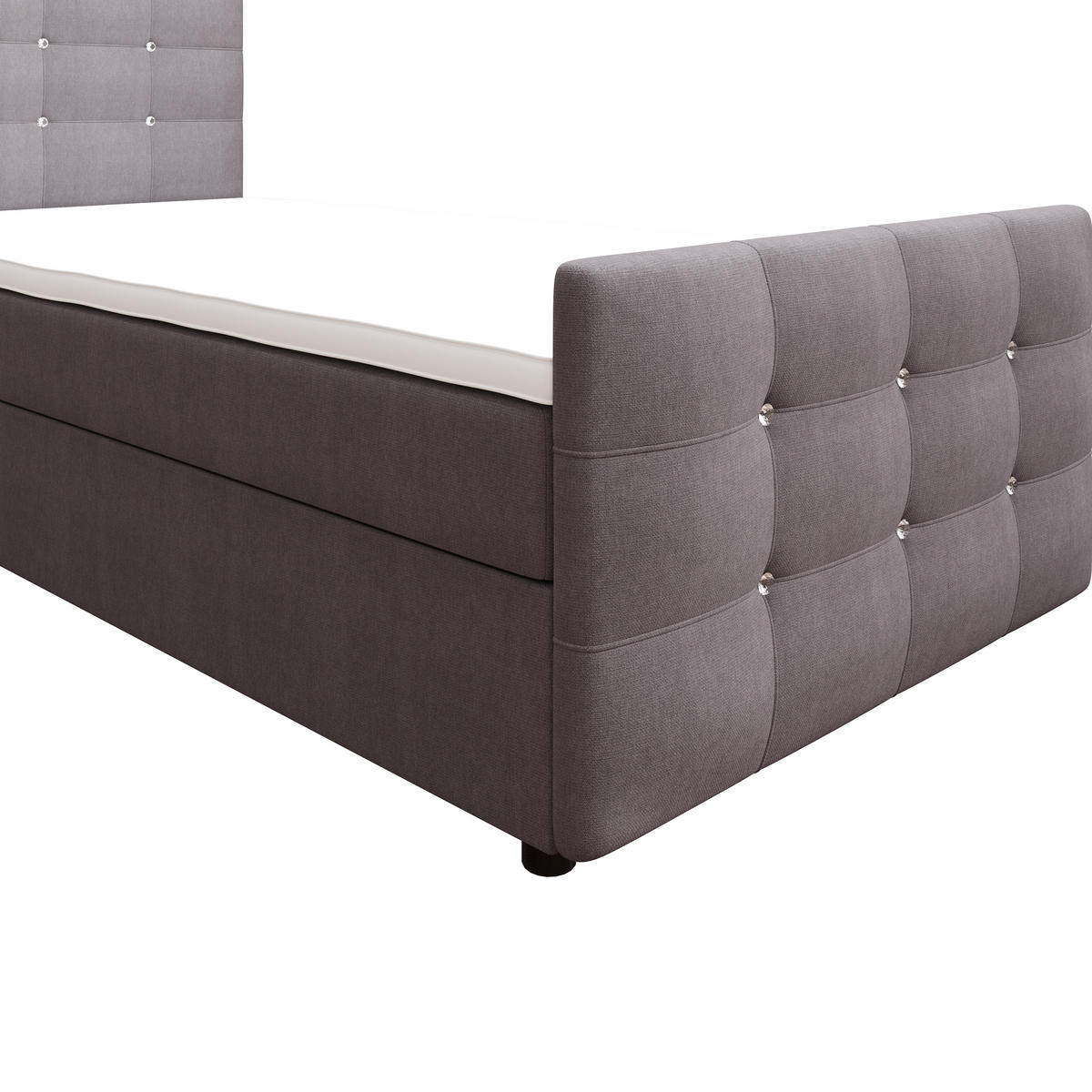 BOXBETT KLEO mini 100x200, mit Matratze H3, Bonell und Topper, Cosmic 160 - Hellgrau, Holz/Kunststoff (100/200cm) - Bedante