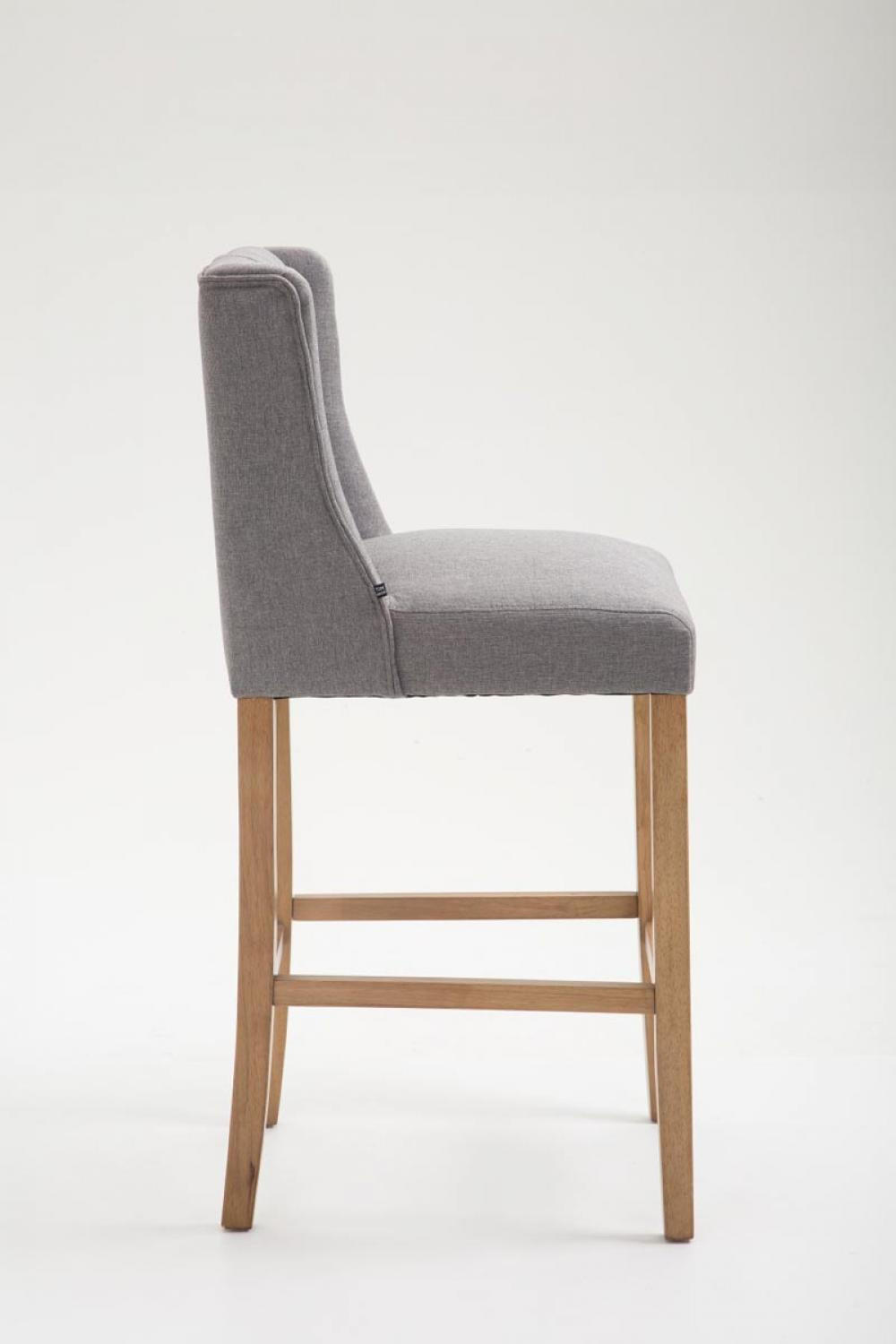 BARHOCKER Stoff hellgrau - Hellgrau/Naturfarben, Holz/Textil (56/111/51cm) - CLP