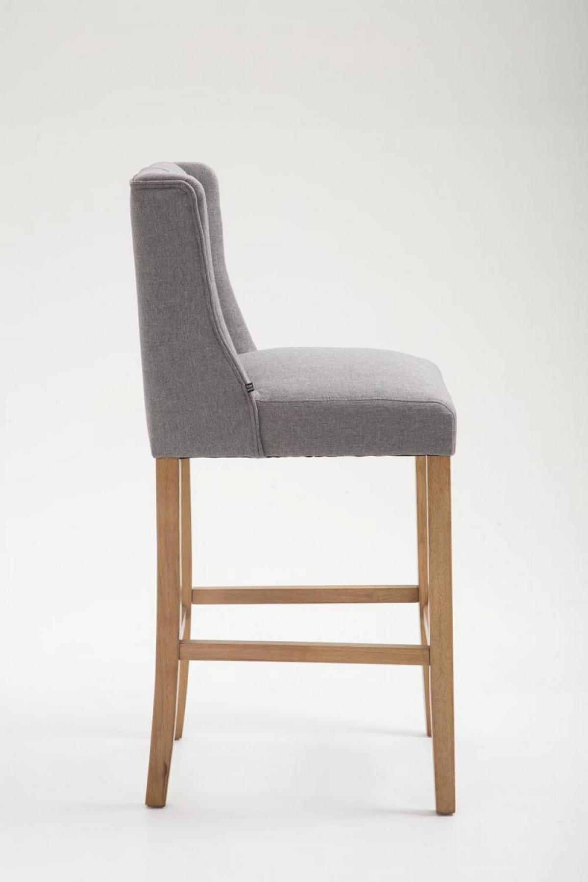 BARHOCKER Stoff hellgrau - Hellgrau/Naturfarben, Holz/Textil (56/111/51cm) - CLP