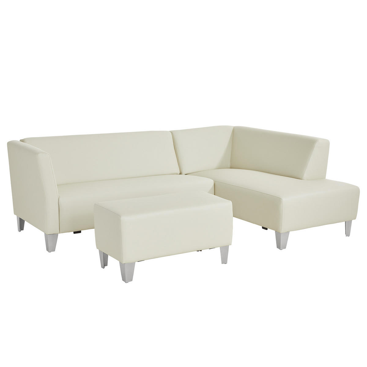 OUTDOOR-ECKSOFA mit Hocker - Creme - Creme, Textil/Metall - home24