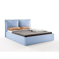 POLSTERBETT MIRA 180x200 cm mit Bettkasten, Stauraum und Metall-Lattenrost – VIBE Hellblau - Schwarz/Hellblau, Textil/Metall (180/200cm) - Luxkor24