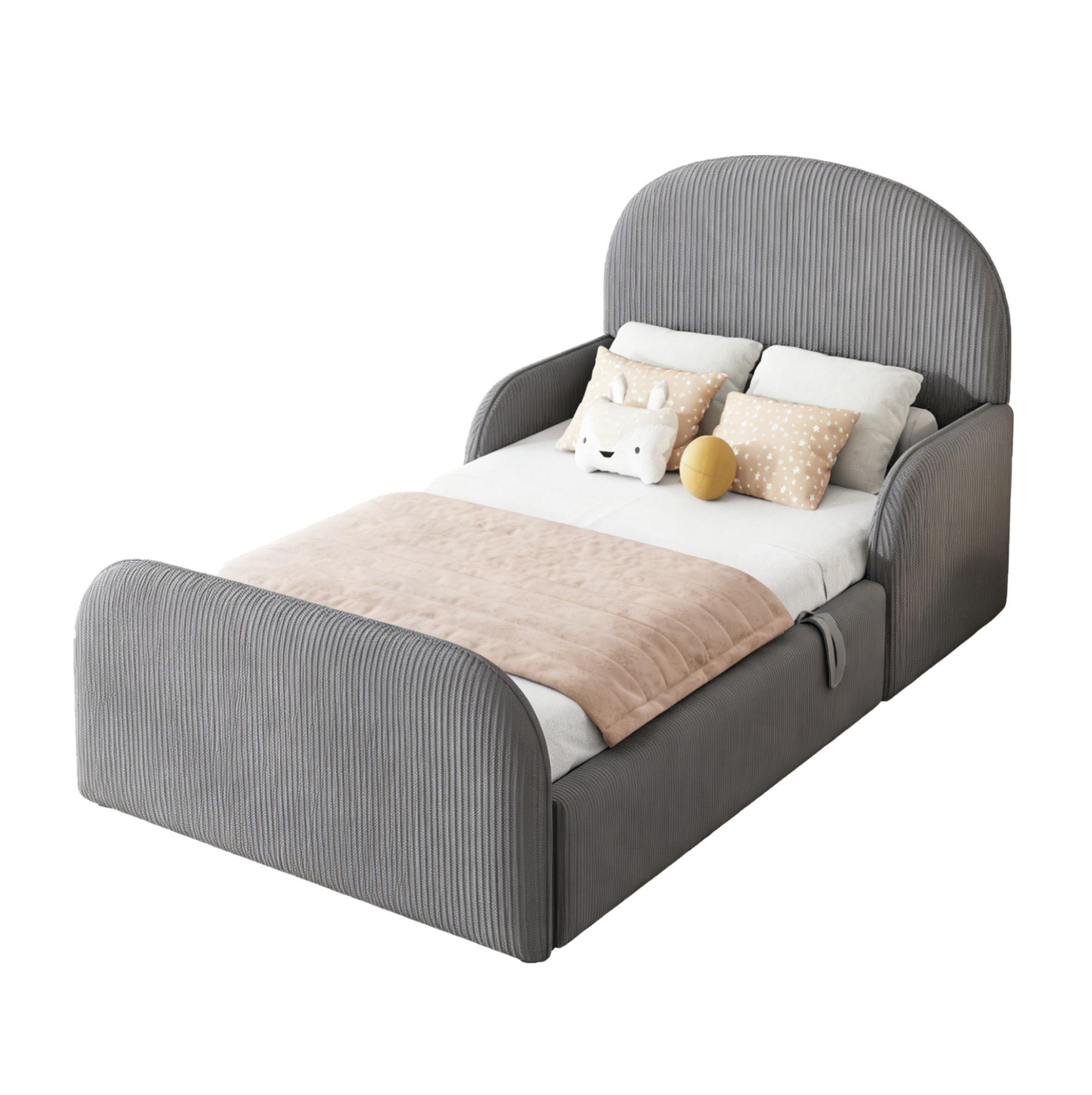 POLSTERBETT 90/200 cm aus Samt mit Stauraum, Grau - Grau, Textil (90/200cm) - OKMYHOME