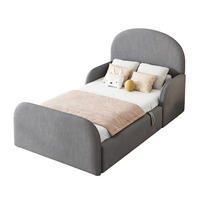 POLSTERBETT 90/200 cm aus Samt mit Stauraum, Grau - Grau, Textil (90/200cm) - OKMYHOME