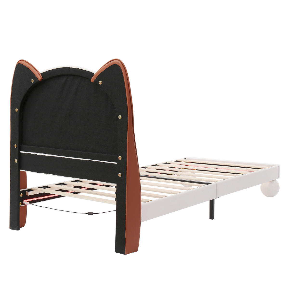 KINDEREINZELBETTEN aus Kunststoff 90x200 cm in Beige-Gelbbraun mit LED-Lichtleiste - Beige, Kunststoff (90/200cm) - Modfu