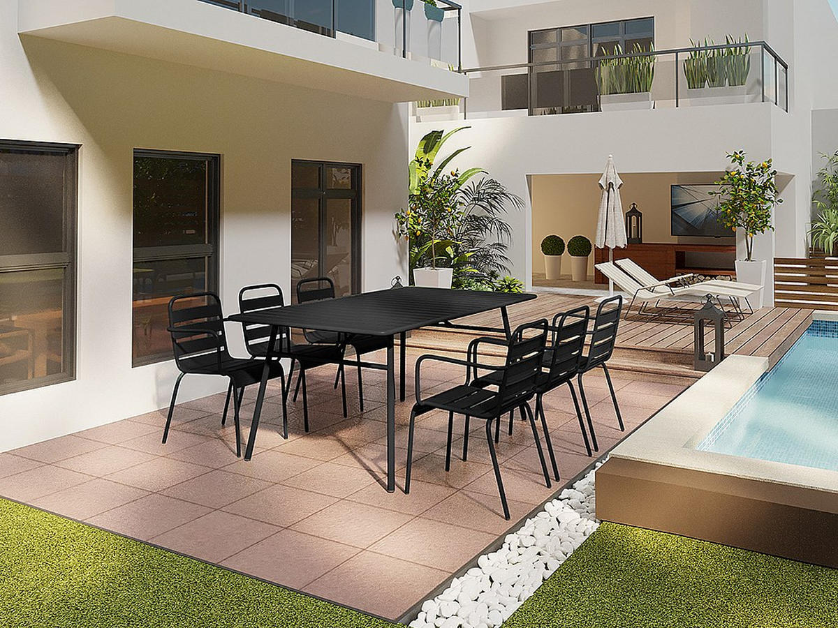 GARTENSTUHL - 56cm x 59cm - Stahl - schwarz - MIRMANDE - Schwarz, Metall (56/79/59cm) - Vente-Unique