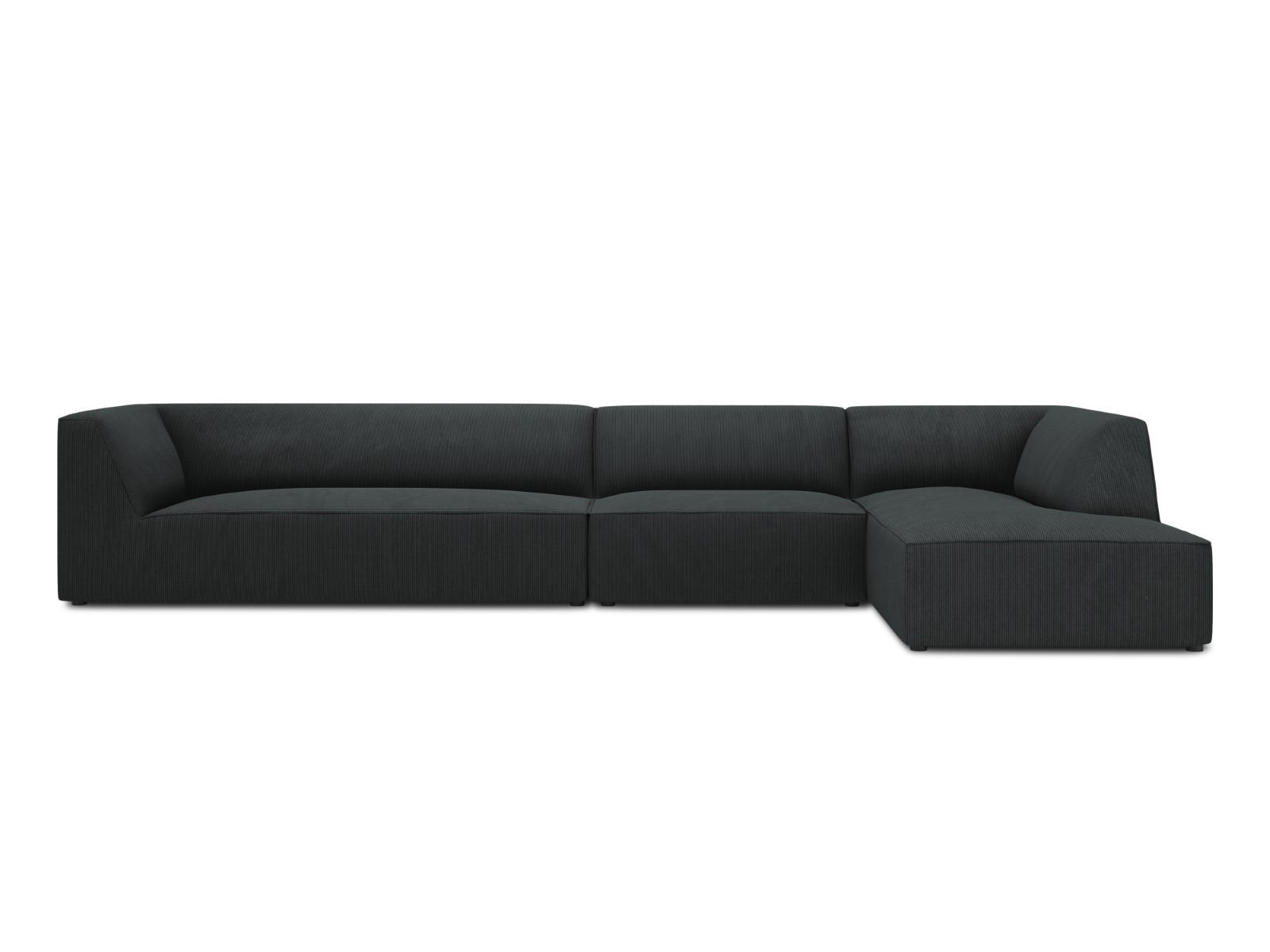 ECKSOFA rechts Ruby aus Cord schwarz 5 Sitzplätze - Schwarz, Textil (180/366cm) - Micadoni