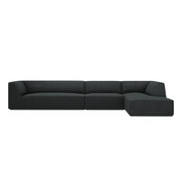 ECKSOFA rechts Ruby aus Cord schwarz 5 Sitzplätze - Schwarz, Textil (180/366cm) - Micadoni
