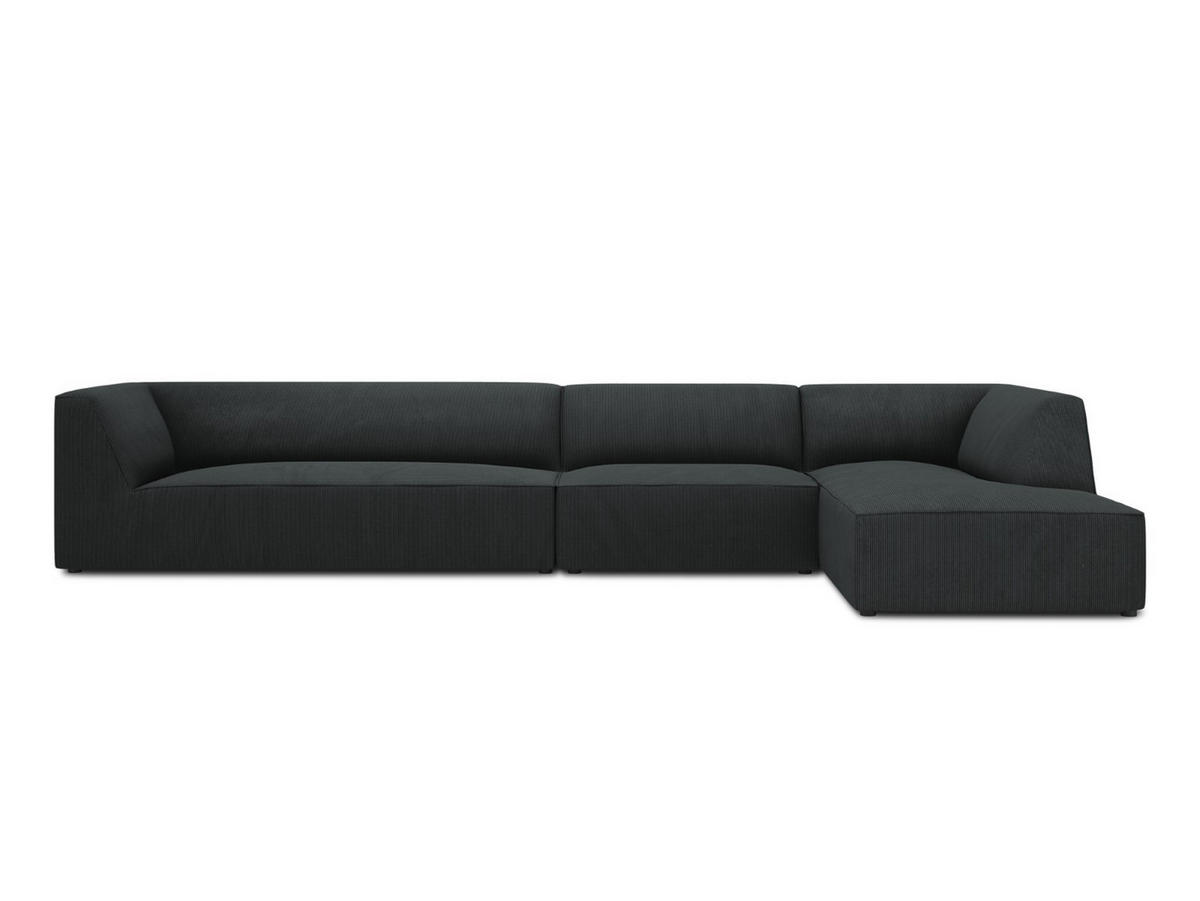 ECKSOFA rechts Ruby aus Cord schwarz 5 Sitzplätze - Schwarz, Textil (180/366cm) - Micadoni