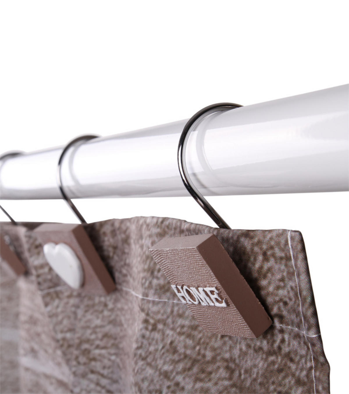 DUSCHVORHANGRINGE Home - Braun, Kunststoff/Metall (3.5/4/3cm) - Sanilo