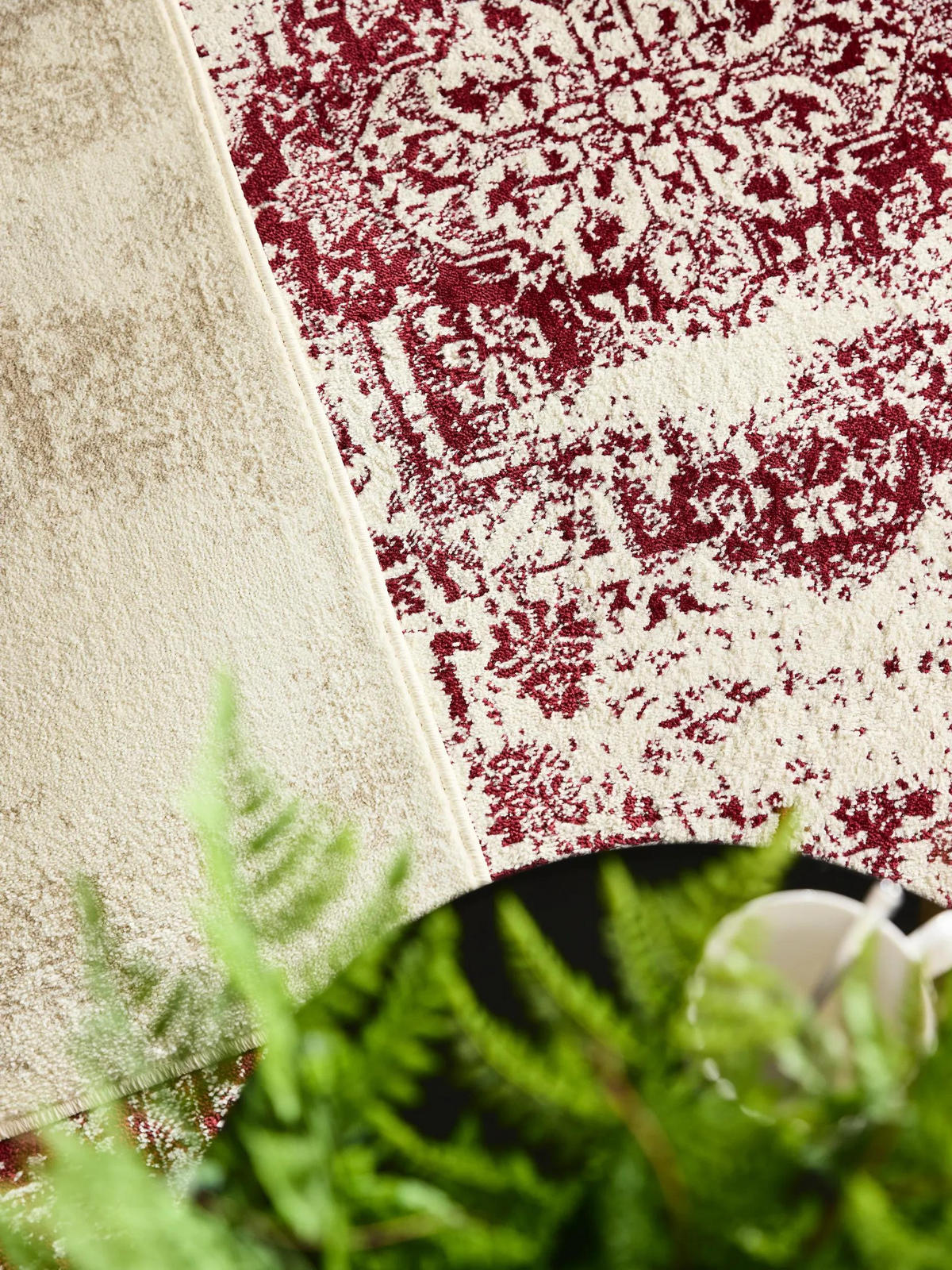 VINTAGE-LÄUFER Suki 80/240 cm - Rot/Creme, Kunststoff (80/240cm) - benuta