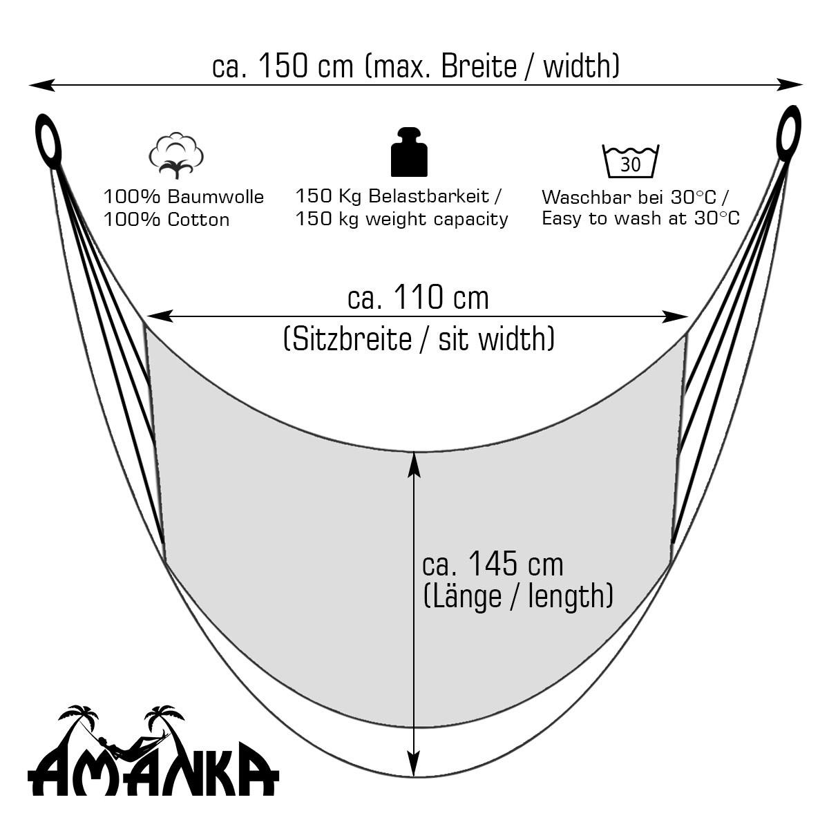HÄNGESESSEL bis 150kg, 110/145cm, Braun - Braun, Textil (150/2.5/145cm) - Amanka