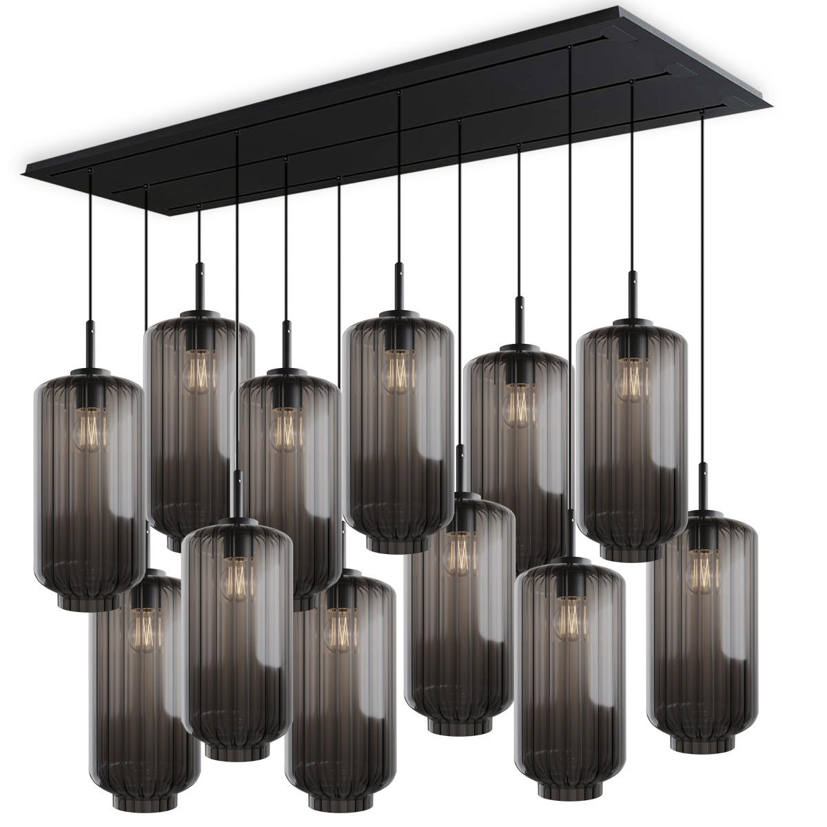 HÄNGELEUCHTE Velo 12-flammig Rauch Ø 18cm - Anthrazit/Schwarz, Glas (18/18/33cm) - s.luce