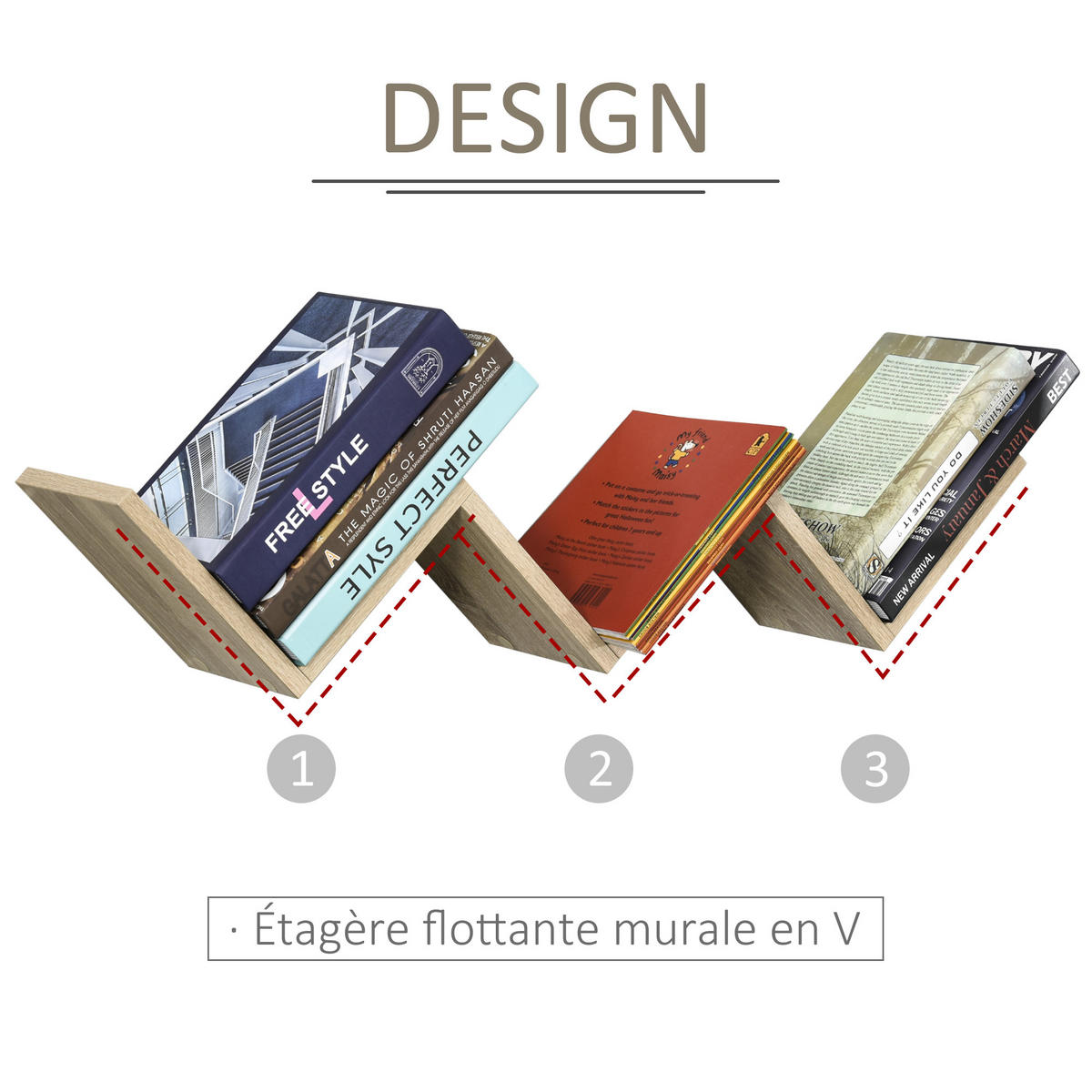 WANDBOARD DE-15467 80/16/15 cm, inkl. Befestigungskit Heller Eiche - Beige, Holzwerkstoff (16/15/80cm) - ComfortXL