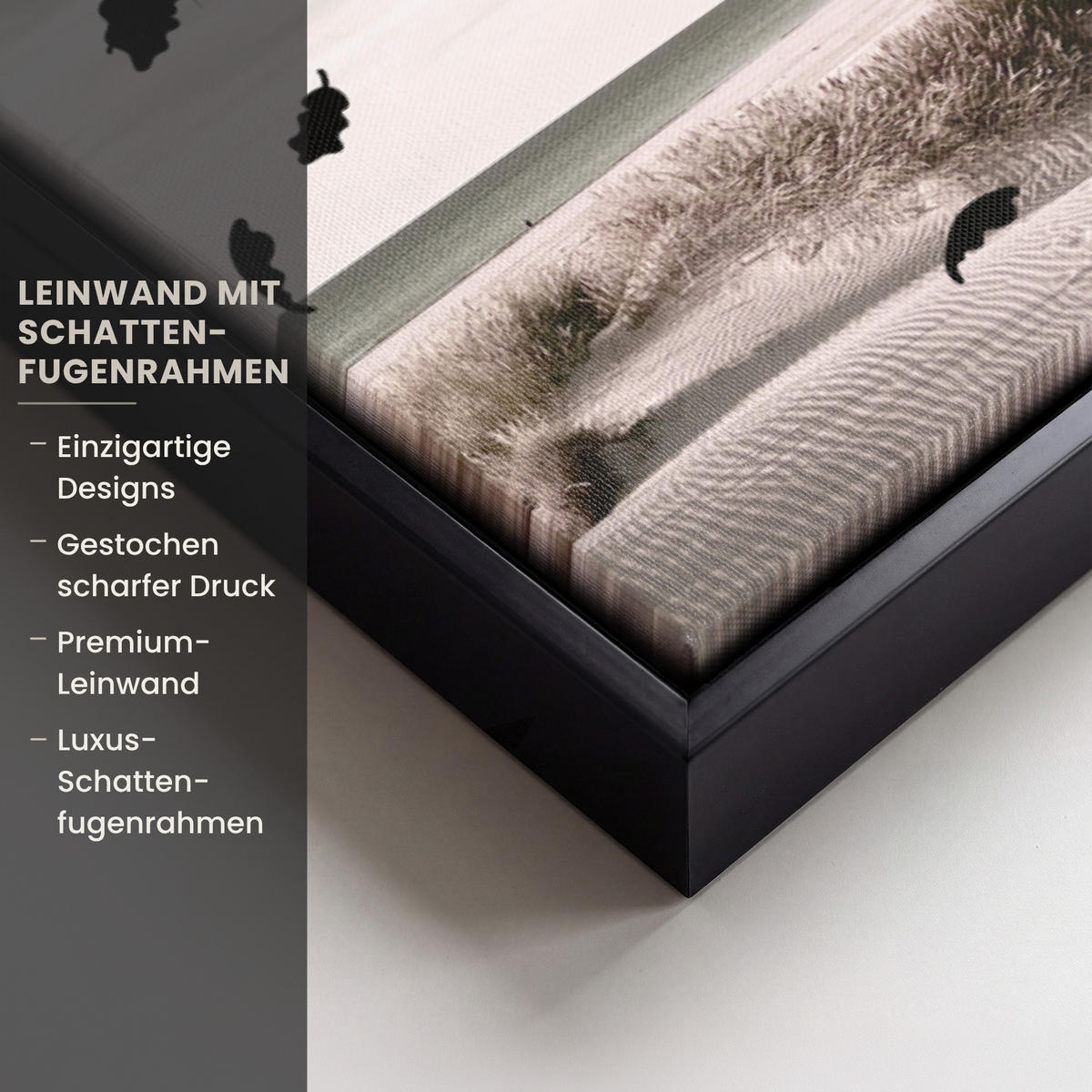 LEINWAND Bilder mit Rahmen - Strand - Meer - Menschen - Baum - Moderne Kunst - 100x70 - Hellgrau, Textil (100/70cm) - MuchoWow